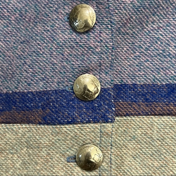 Vintage Camp Blanket Vest with Buffalo Nickel Buttons Southwestern Navajo Large - Picture 6 of 6